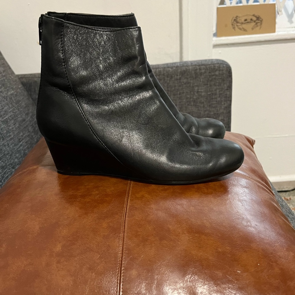 Adorable leather wedge booties